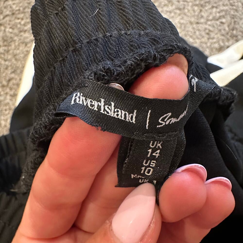 RIVER ISLAND Women's Black Waist Side Stripe Joggers Size 10 - Picture 5 of 12